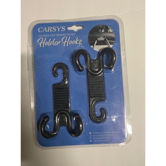 Carsys Car Holder Hooks Car Back Seat Headrest Hanger Black 2 Hooks - Picture 6 of 8